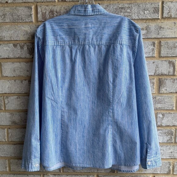 Chico's Long Sleeve Button Up Blue/White Striped Shirt Women's Size 3 (XL) - Picture 2 of 7